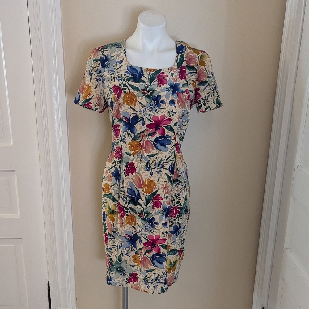 Vintage Maggie London silk colorful or print dress size 6
